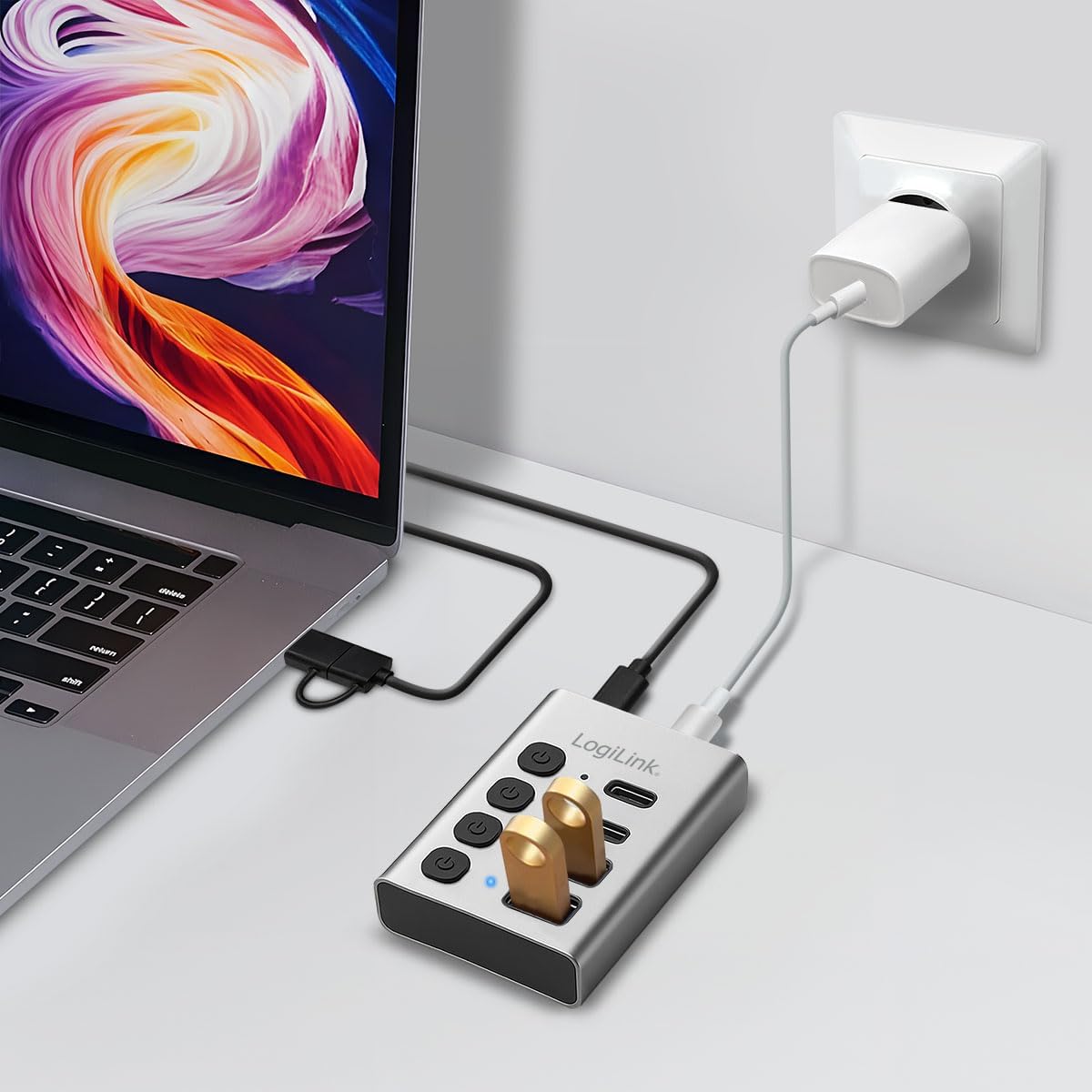 LogiLink UA0446 - Hub USB 3.2 Gen1 con 4 porte e cavo/adattatore - Hub USB - Immagine 1