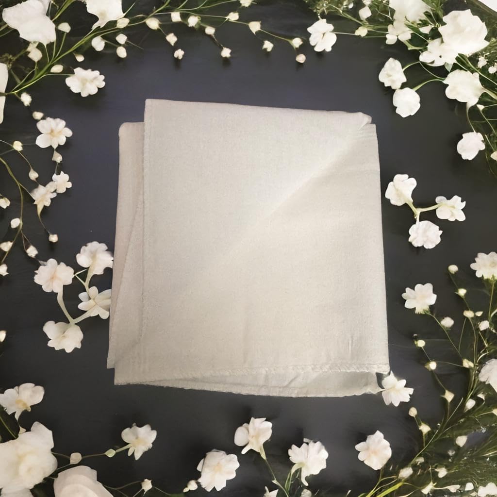 Premium Cotton Men's Handkerchiefs,100% Soft Cotton,White Classic Hankies Pack of 12 - Image 3