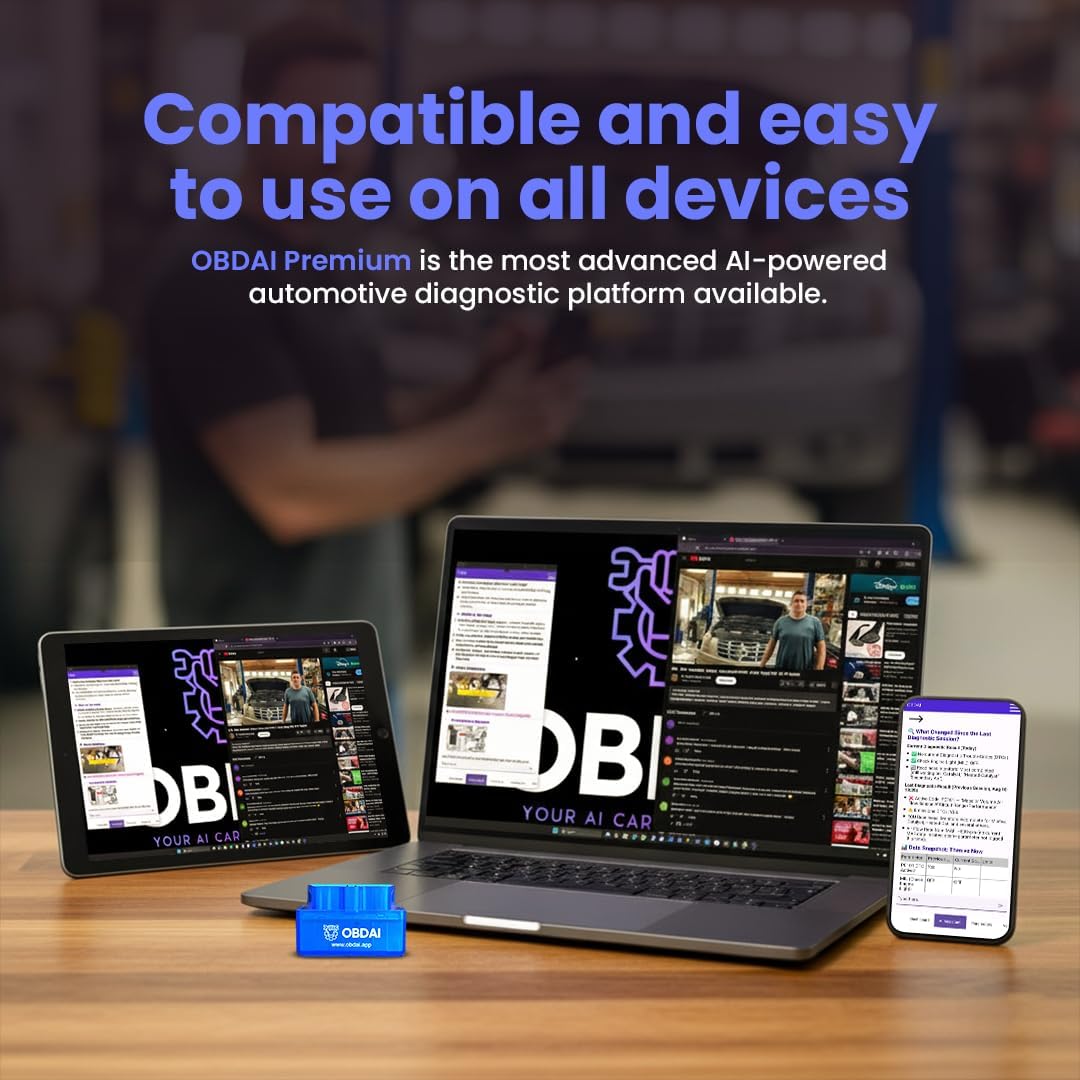 AI-Powered OBD2 Scanner, Wireless Vehicle Diagnostic Tool with Visual Repair Assistance, iOS Android Windows Compatible, Universal Fit for 1996+ Vehicles