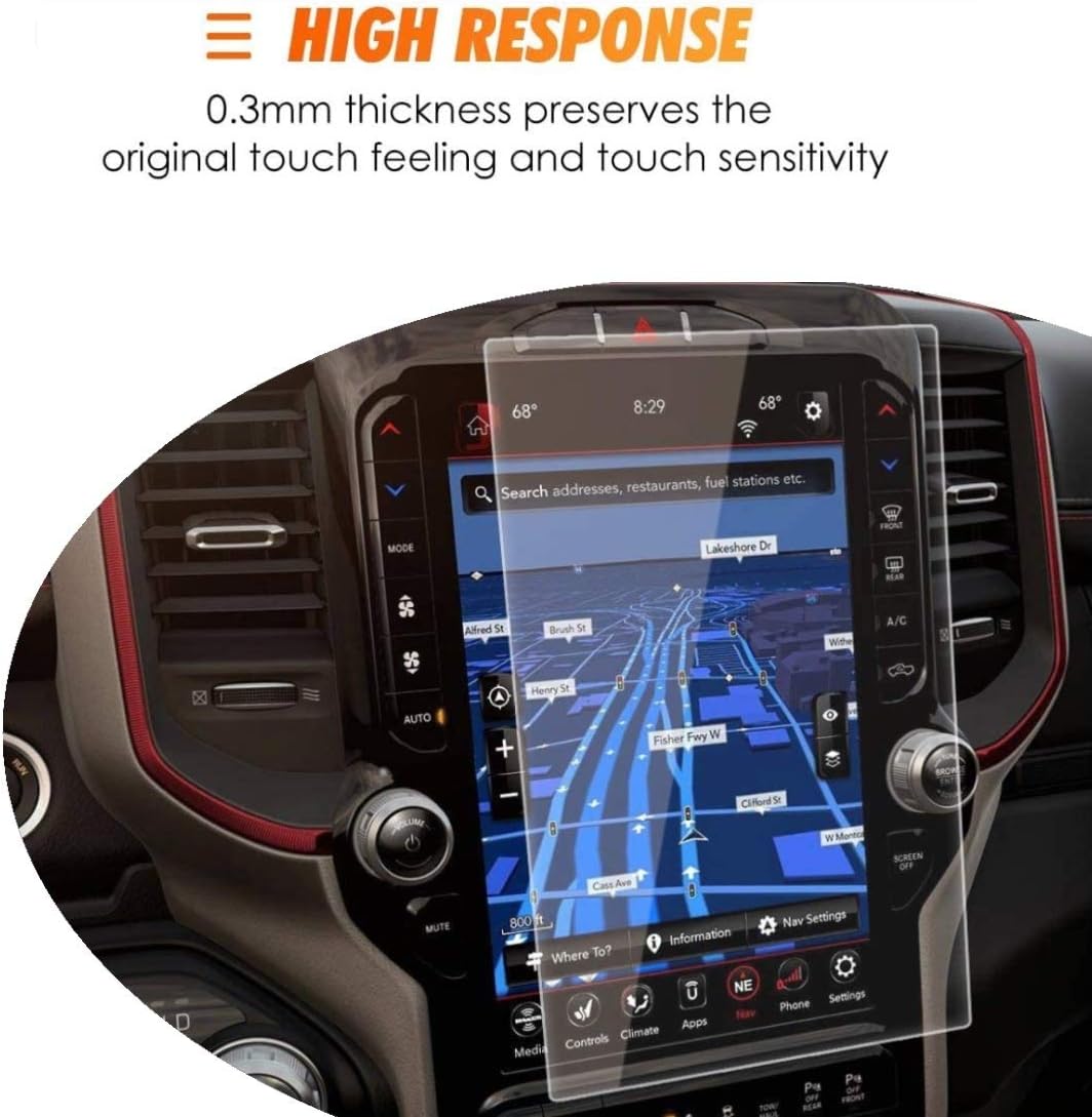 qqangell screen protector compatible with dodge ram uconnect 12 inch 2019 20211500 2500 3500 tempered glass film