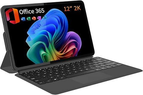 QAZIPO 2-in-1 Laptop Tablet with Magnetic Keyboard, 12" 2K IPS Touchscreen, 1...