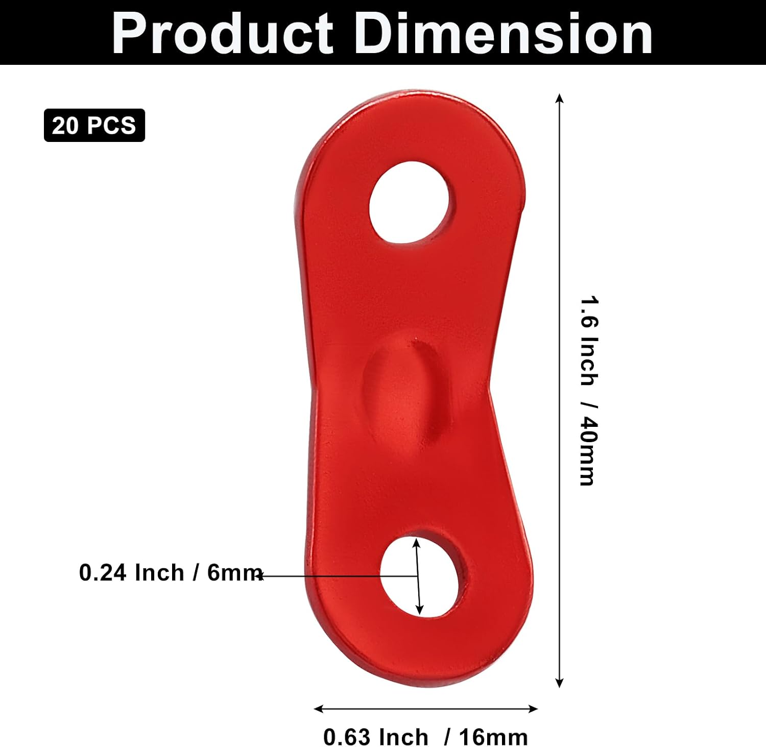 20 Pack Rope Tensioner and Tightener, Adjusters Cam Jam Cord Tighteners Aluminum Alloy Camping Tent Guyline Cord for Outdoor Tent Camping Hiking Accessories(Red)