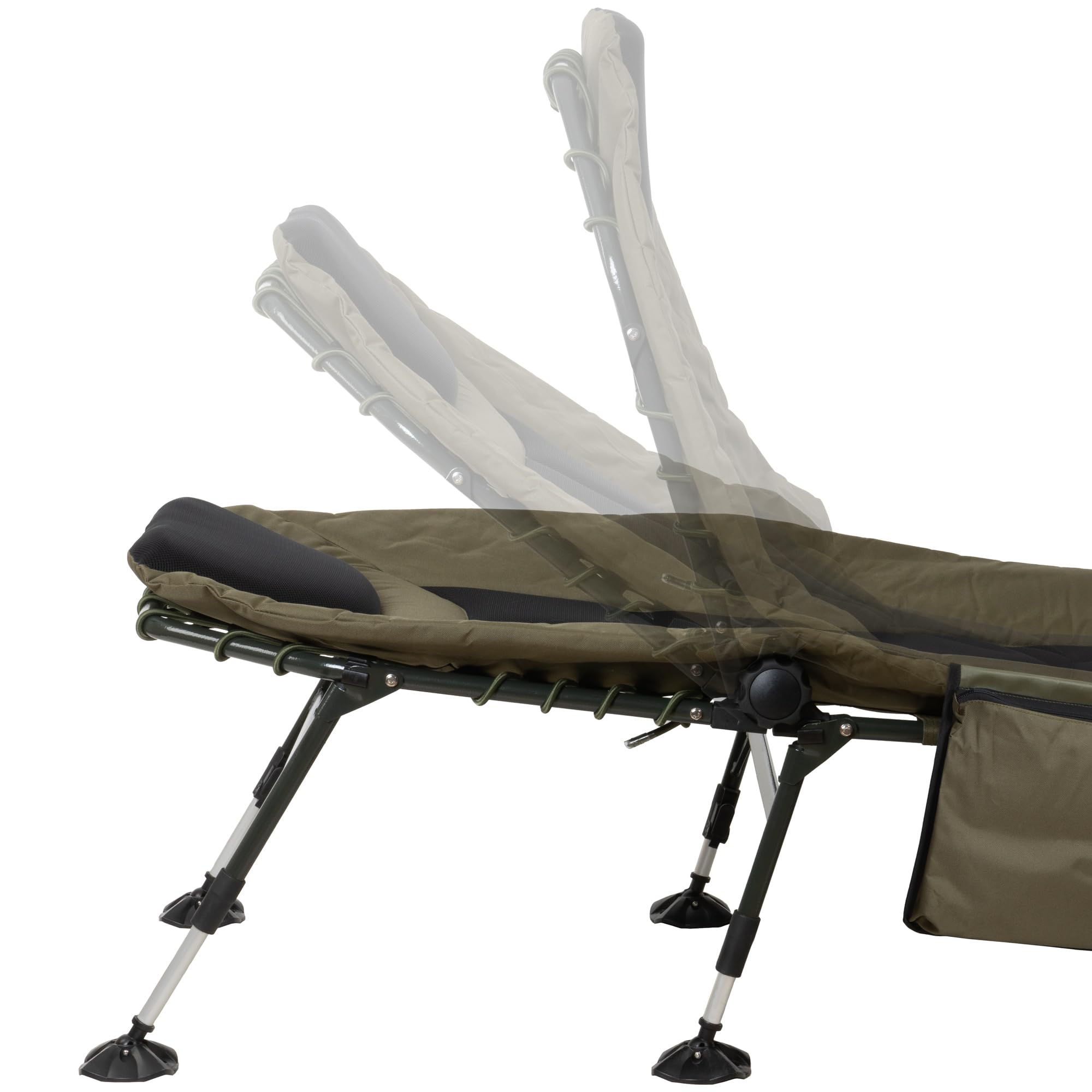 CampFeuer Cama de Pesca Acolchada XXL 200 x 81 x 41-98 cm | Camilla de Camping Plegable y Regulable en Altura con 6 Patas | Silla de Pesca, Catre Plegable, Cama Plegable Portátil para Exteriores