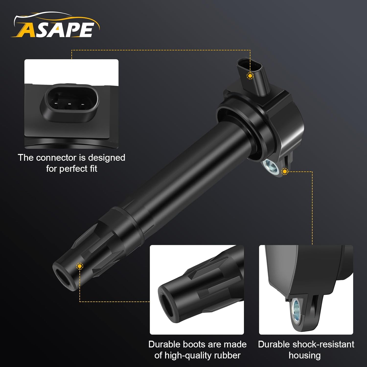 ASAPE Set of 4 Ignition Coil Pack with 4*Spark Plug Fit for 2007-2017 for Jeep Patriot 2.0L 2.4L 2011-2014 for Chrysler 200 2.4L 2007-2010 for Chrysler Sebring 2.4L, Replace 4606824AB UF557 C1587