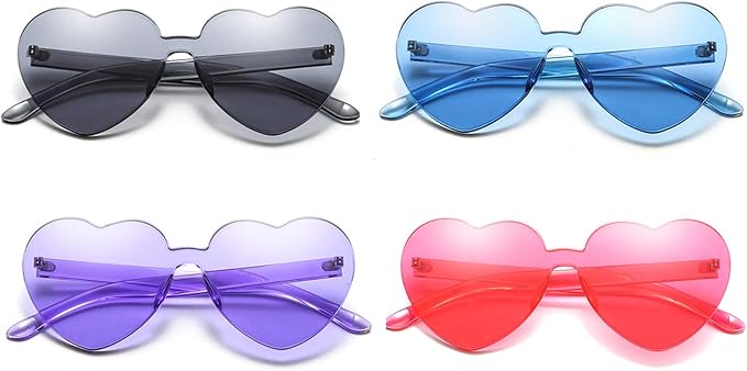 Amazon Geoot ワンピース ハート型 縁なし サングラス 透明 キャンディカラー アイウェア 4個 サングラス 通販