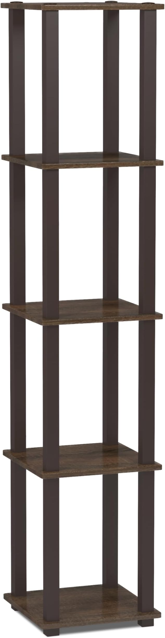 Furinno Besi - Estante Industrial Multiusos de 4 Niveles con Marco de Metal, Color Nogal