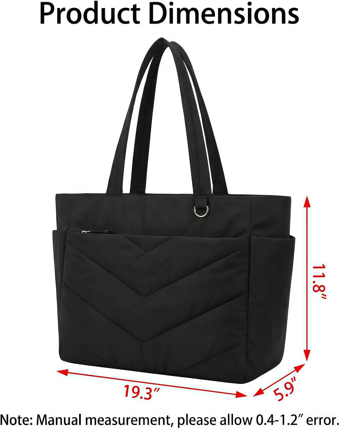 Puffer Tote Bag for Women with Zippered Compartments,Large Capacity Casual Bag for Travel Work Gym image 3