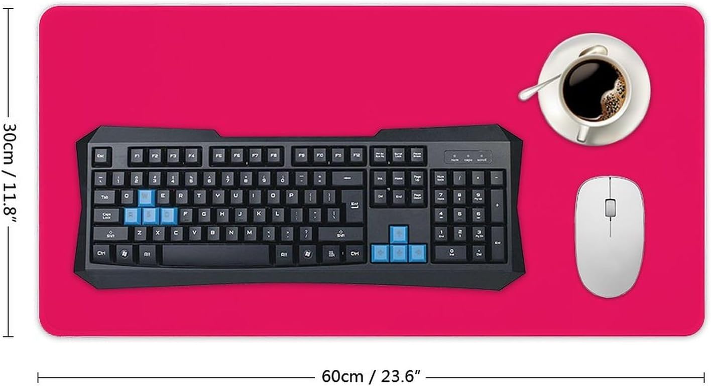 Desk Pad Large Mouse Pads, Solid Bright Hot Pink Desk Mat for Computer Laptop & Gaming Desk Mousepad Writing Mat for Gamer,Office & Home 12 x 24inch