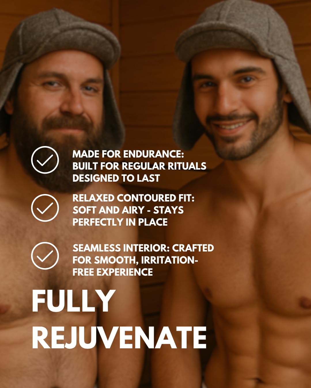 frihed.® Saunahut Pro Steingrau aus doppeltem Wollwalk - 100% Schafschurwolle - High End Sauna Accessoire für Männer und Frauen - besonders robust - Made in Lüneburg