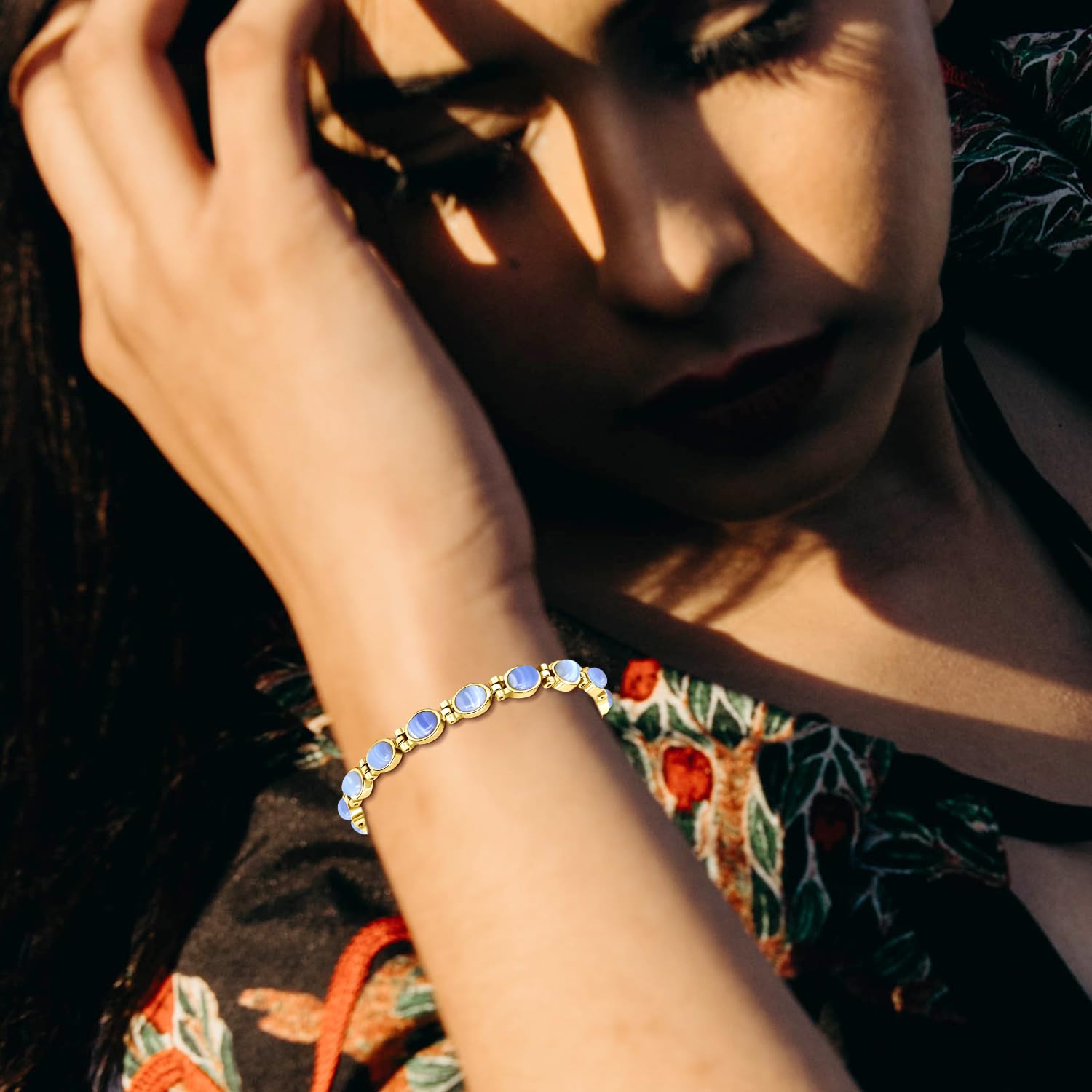 Pulsera magnética para mujer, pulsera magnética de titanio ultrafuerte, regalo con herramienta de extracción (3500 gauss)