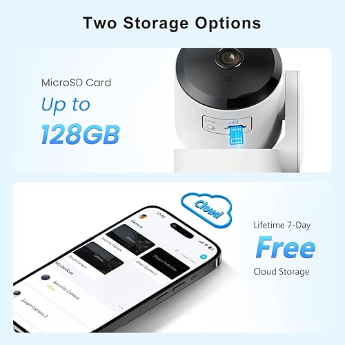 Miniatura 9 de Paquete de 2 cámaras de seguridad inalámbricas 2K para interiores, panorámica de 360, monitor Wi-Fi para mascotasbebés con detección de movimiento