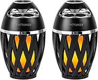 Vista 1 de TikiTunes Portable Bluetooth 5.0 Indoor/Outdoor Wireless Speakers, LED Torch Atmospheric Lighting Effect, 5-Watt Audio USB Speakers, 2000 mAh
