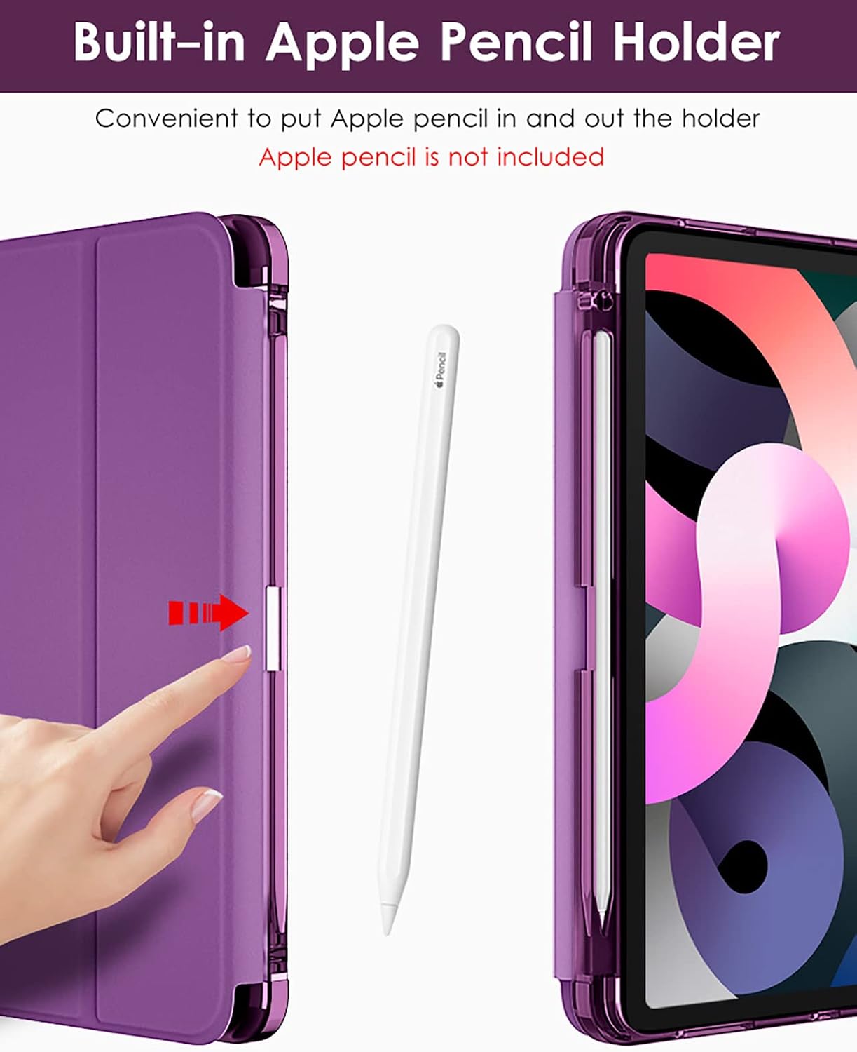 DTTO Case for iPad Air 5th Generation 2022/ iPad Air 4th Generation 2020, Soft Translucent Frosted Back Cover Slim Smart Trifold Stand for iPad 10.9 inch[Auto Wake/Sleep], Dark Purple