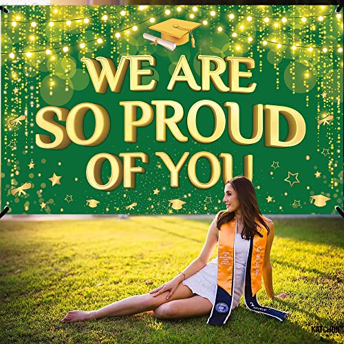 Image of KatchOn, We are So Proud of You Banner - XtraLarge 72x44 Inch | Graduation Backdrop Green and Gold for 2026 Grad Party Decorations | Congratulations Banner Graduation Decorations 2026 grad decorations