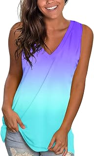 Briskorry Tops de verano sin mangas tops elegantes tops de ocio sueltos monocromáticos/estampado floral/degradado túnica camisetas con botones