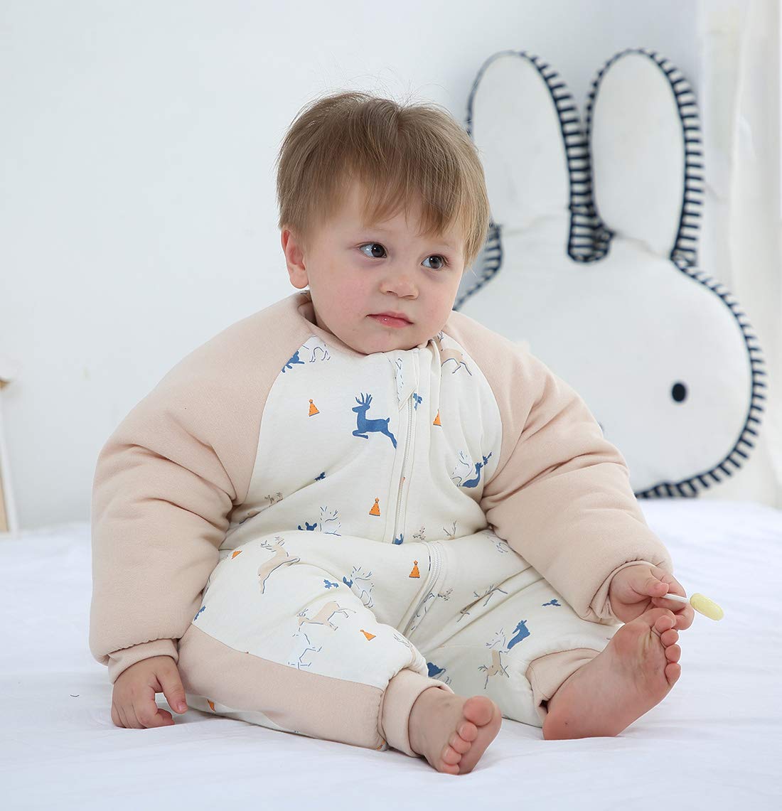 Happy Cherry Baby Wearable Blanket Infant Winter Thicken Cotton Sleeping Sack with Legs Warm Comfy Jumpsuit Sleep Play