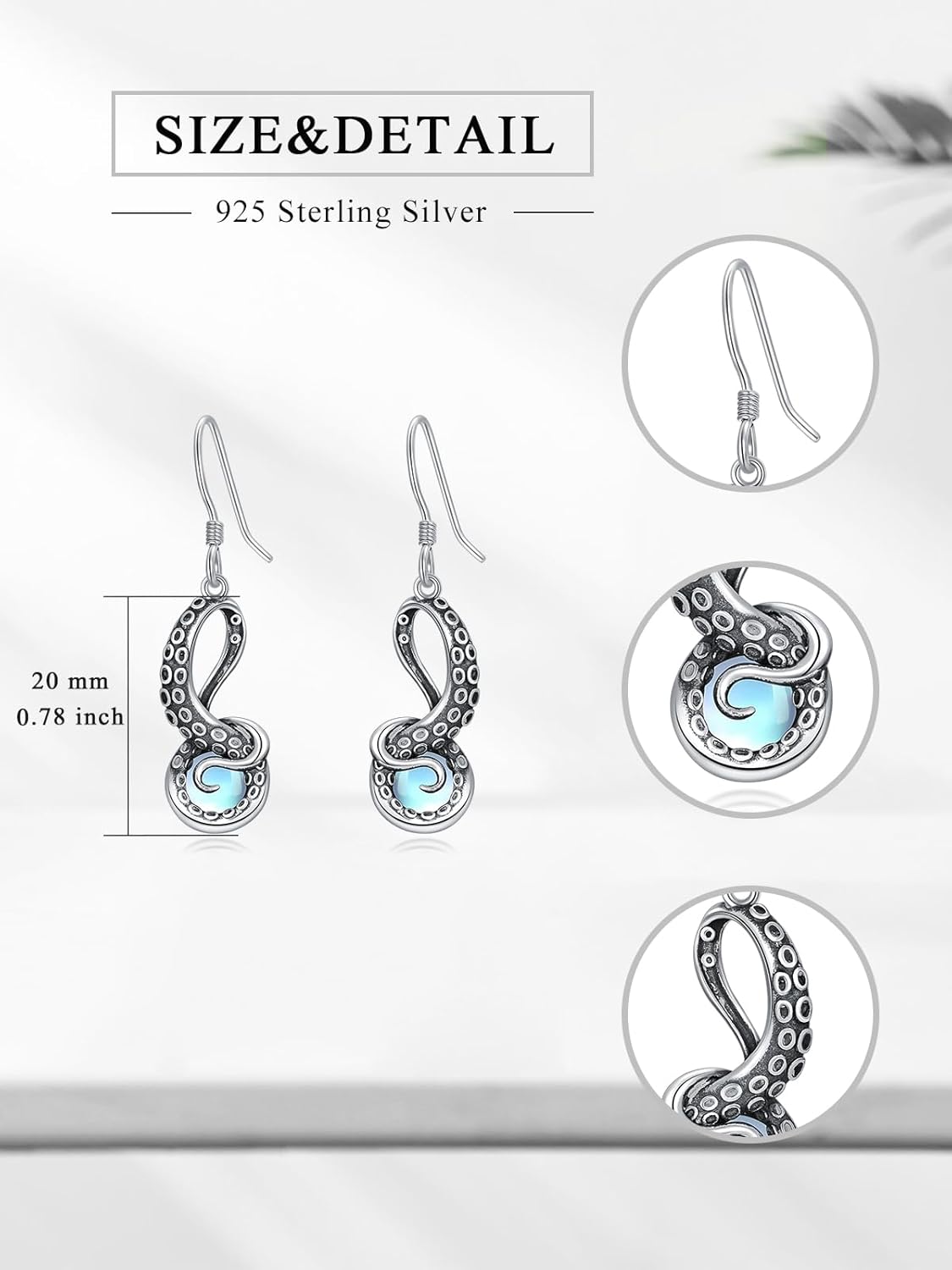 Moonstone Animal Earring 925 Sterling Silver Highland Cow/Fox/Raccoon/Black Cat/Butterfly Earrings Birthday Christmas Jewelry Gift for Women Animal Lovers - Image 6