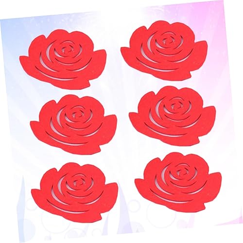 Miniatura 3 de MAGICLULU 6pcs Fashion Cup Mat Coaster Heat Insulation Coasters Anti-Slip Coasters Flower Shape Roses Felt Glass Coasters Non-Slip