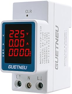 Digital Display Energy Meter Energy Tester Electricity Usage Monitor AC Rail-Mounted Meter GT2P-UID, AC 80~270V, 0~100A, 50/60Hz. Used to Measure AC Voltage, Current and Energy Consumption