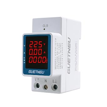 Digital Display Energy Meter Energy Tester Electricity Usage Monitor AC Rail-Mounted Meter GT2P-UID, AC 80270V, 0100A, 50/60Hz. Used to Measure AC Voltage, Current and Energy Consumption