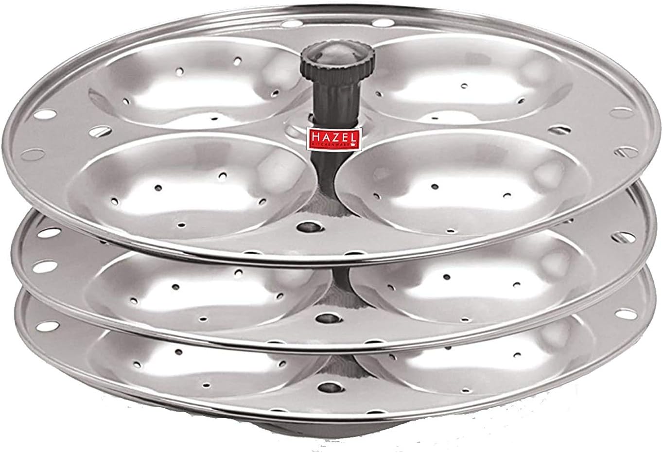 HAZEL Idli Stand Stainless Steel | 3-Rack Idli Plates for 12 Pieces Regular Size Idli Preparation | Supreme Quality Food Grade Idli Stand