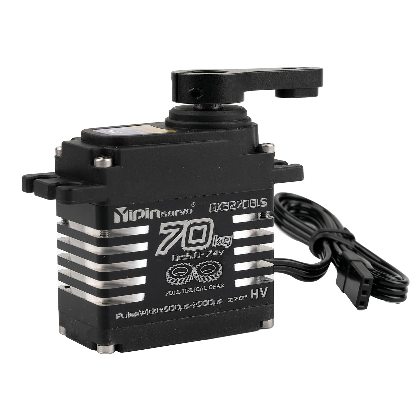 70kg Digital Servo 8.4V Alta Torgue Impermeabile IP68 Brushless RC Servo Motore Acciaio Elicoidale Gear con 25T Servo Braccio 1/5,1/6, 1/8, 1/10 RC Giocattoli Auto/Robot/Barca/Arduino