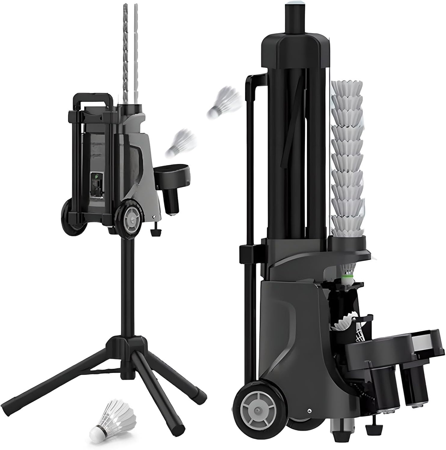 Mini Badminton Serving Machine, Smart Badminton Serve Machine, Height & Angle Adjustable, APP Control, 52+Ball Capacity, Serving Frequency 1-5s, for Indoor Outdoor Game Training