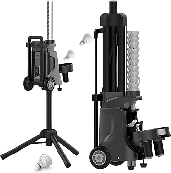 Mini Badminton Serving Machine, Smart Badminton Serve Machine, Height & Angle Adjustable, APP Control, 52+Ball Capacity, Serving Frequency 1-5s, for Indoor Outdoor Game Training