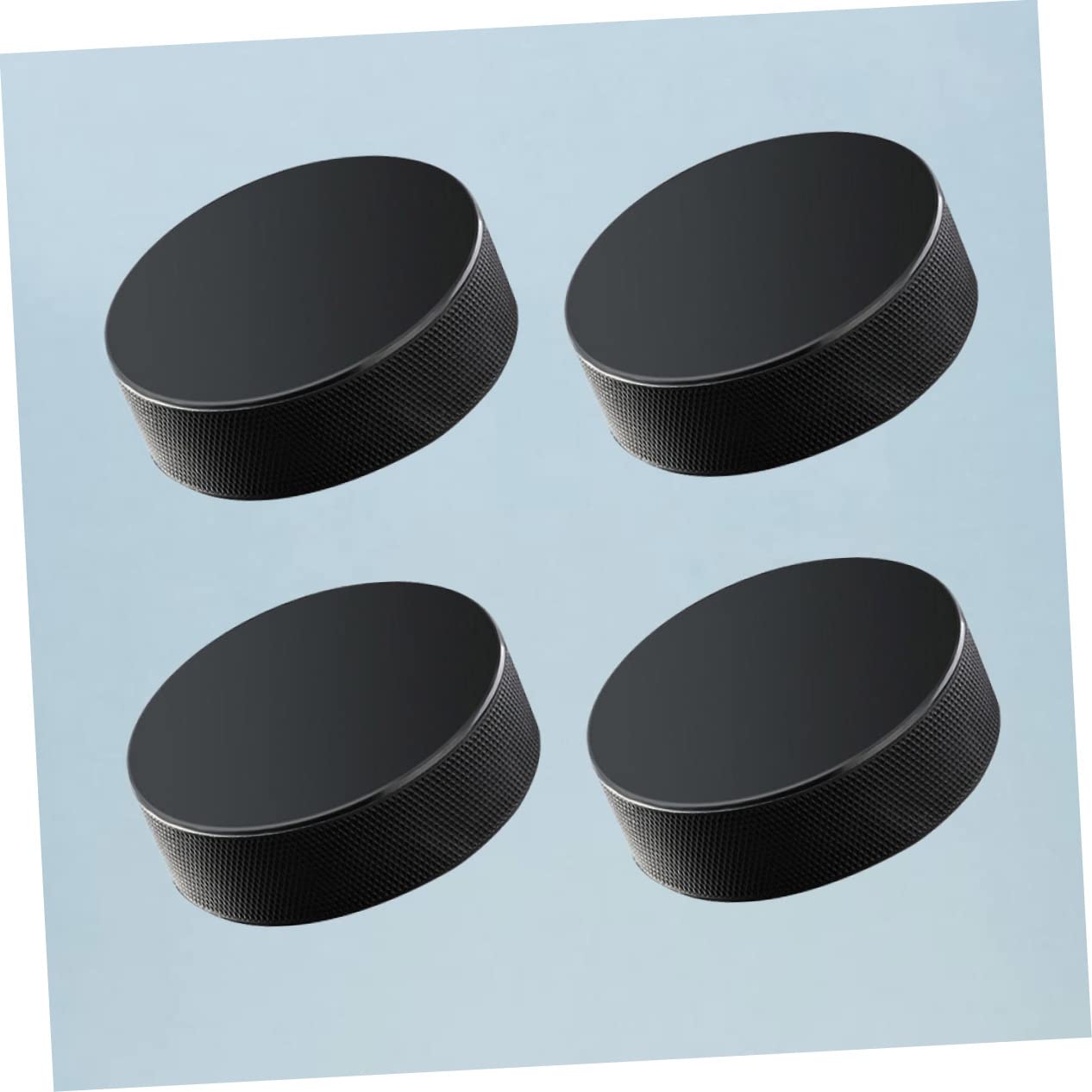 Rondelles de Hockey Glace Professionnelles Noires, Lot de 4 en Caoutchouc