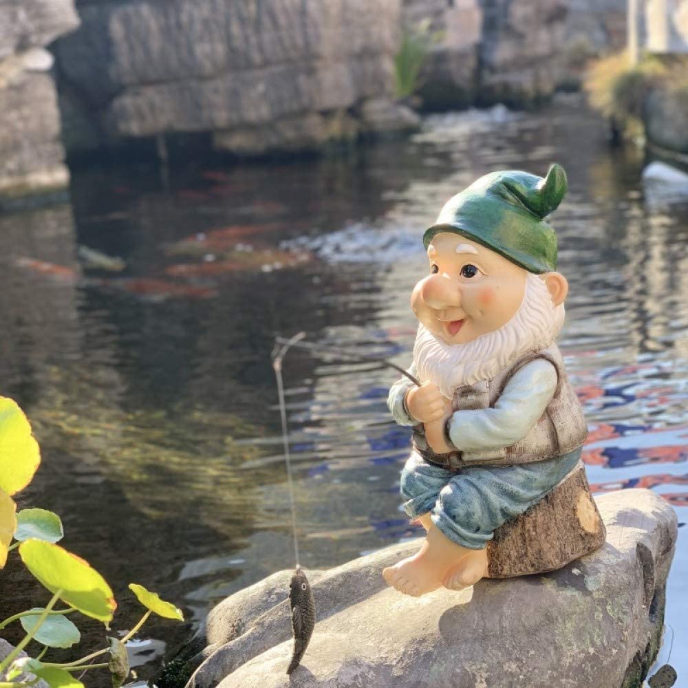 Krasnal wędkarski ogrodowa statuetka ogród na zewnątrz trawnik ozdoba dekoracja