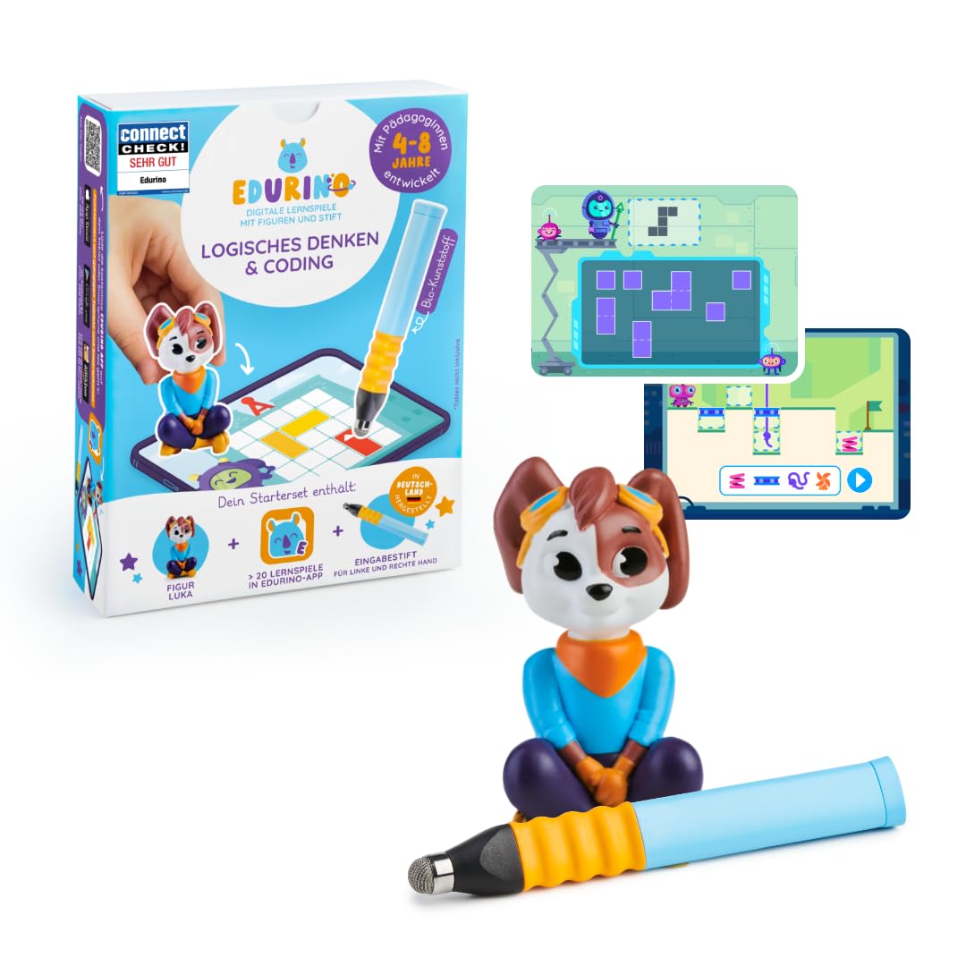 Edurino Luka,Juego de iniciación lógico para pensamiento y codificación a partir de 4 años, incluye aplicación I juego educativo innovador y digital, rompecabezas y tachuelas,pensamiento lógico