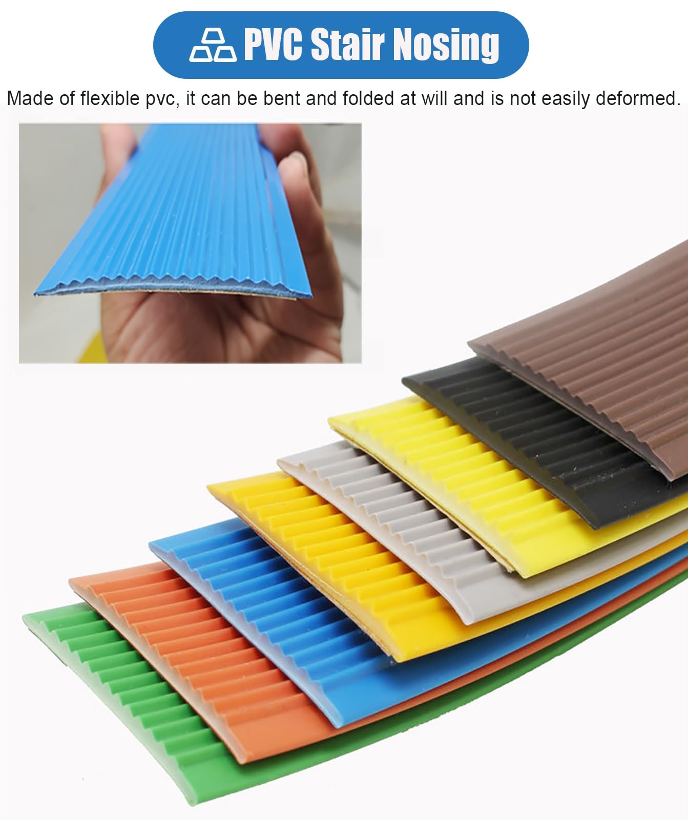Perfil Antideslizante Autoadhesivo para escaleras, Tiras Protectoras extralargas para el hogar, hoteles y centros comerciales, Protectores de Bordes de Suelo de PVC, fácil de Instalar (marró