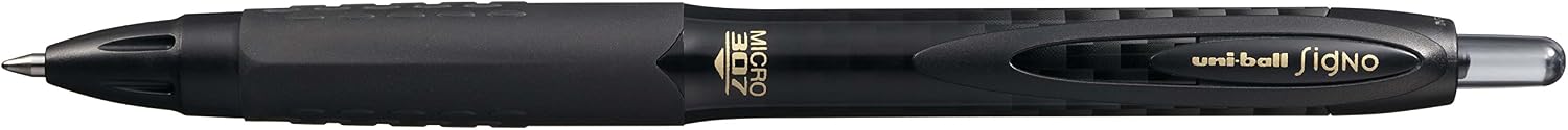 uni-ball 307 Retractable Gel Pens, Micro Point (0.5mm), Black, 12 Count