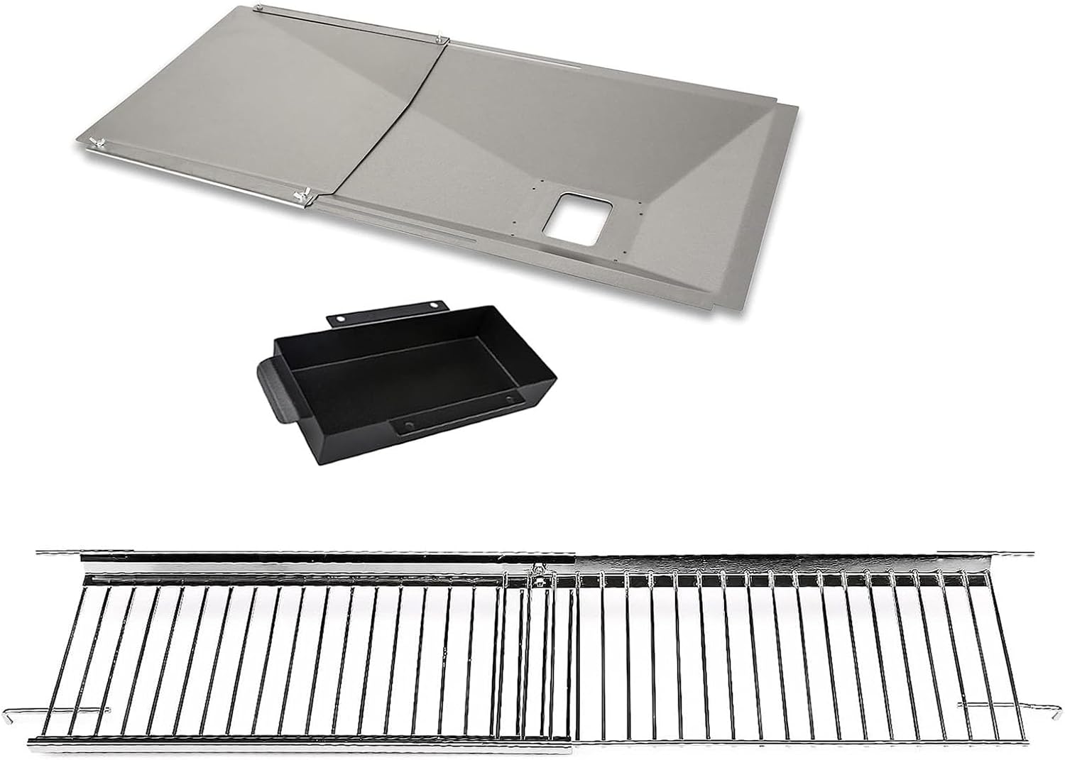 Uniflasy Grease Tray with Catch Pan and Top Grill Rack