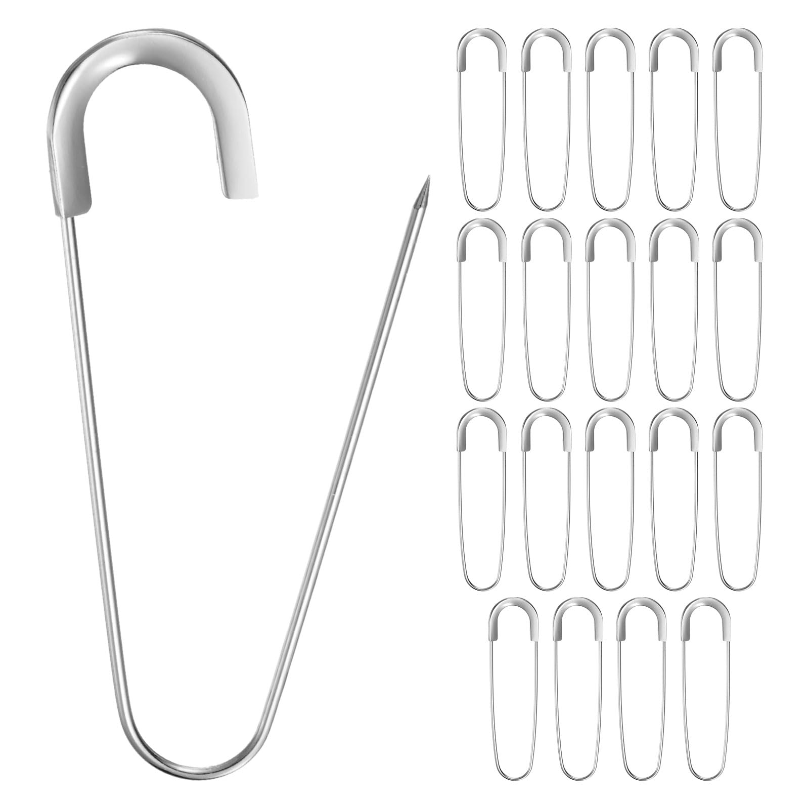 M METERXITY 20 Pcs Spilla Di Sicurezza Grande 3.15 Pollici (80mm) Lega Di Zinco Argento