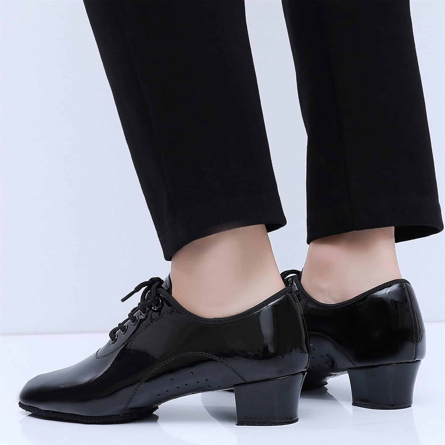 Men's Latin Dance Shoes Suede Split Sole Low Heel Indoor Teens Modern Ballroom Shoes