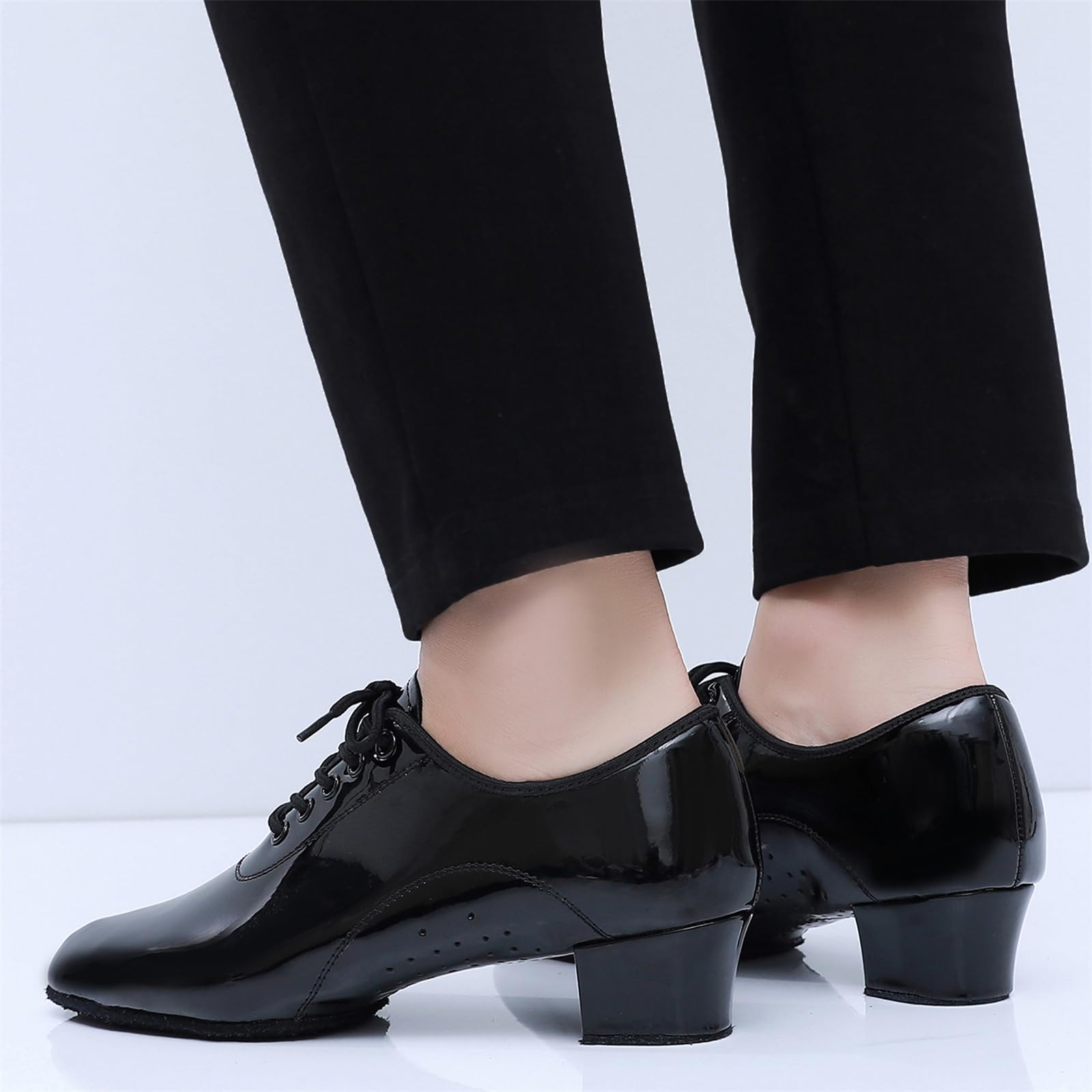 Scarpe da Ballo Latino da Uomo Scarpe da Ballo Moderne per Adolescenti con Suola Divisa in Pelle Scamosciata Tacco Basso