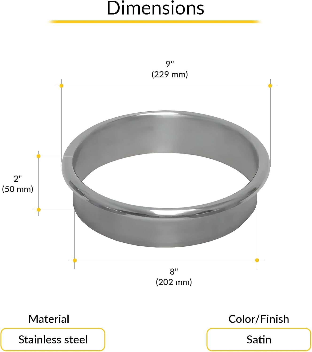 Brixwell QLCQ-003 Grommet, Round Trash Ring 2" 8" for Workplace Organization, 2" deep; 8" Diameter Satin-Finish