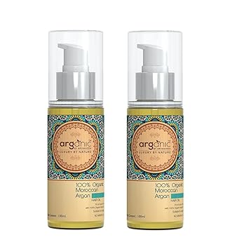 Aryanveda By Arganic Organic Moroccan Argan Hair Oil for Hair Growth And hair Fall control | Men And Women 100ml Each - Pack of 2