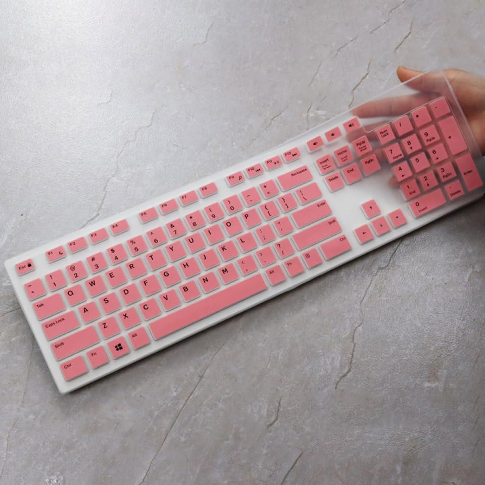 Computer Keyboards 2pcs Cover Silicone Universal Mint Office Case Skin Keyboard Clear Desktop Computer Protector Gradient Compatible for dell Color Laptop Computer Keyboard