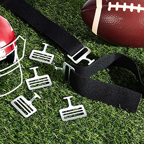 12 Sets Shoulder Pad T Hook With Elastic Strap, Include 12 Pcs Silver Metallic Football Pad T Hook And 12 Pcs Football Pad Strap For Youth Adult #TOP3