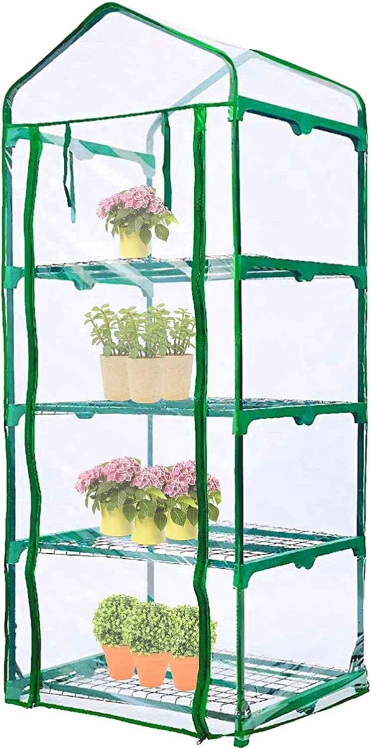 LATERN 4 Livelli Copertura di Ricambio per Serra, 160CM x 70CM x 50cm Chiaro PVC Piccolo Copertura Della Casa per Coltivazione delle Piante con Porta con Cerniera Avvolgibile (Telaio Non Includere)