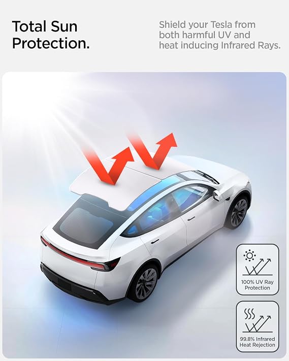 Spigen Tesla Model Y Juniper 2026-2025 Cam Tavan Güneşliği Sunroof Araç Tavan Güneşlik Perdesi TO26YJ Black - ACP09568