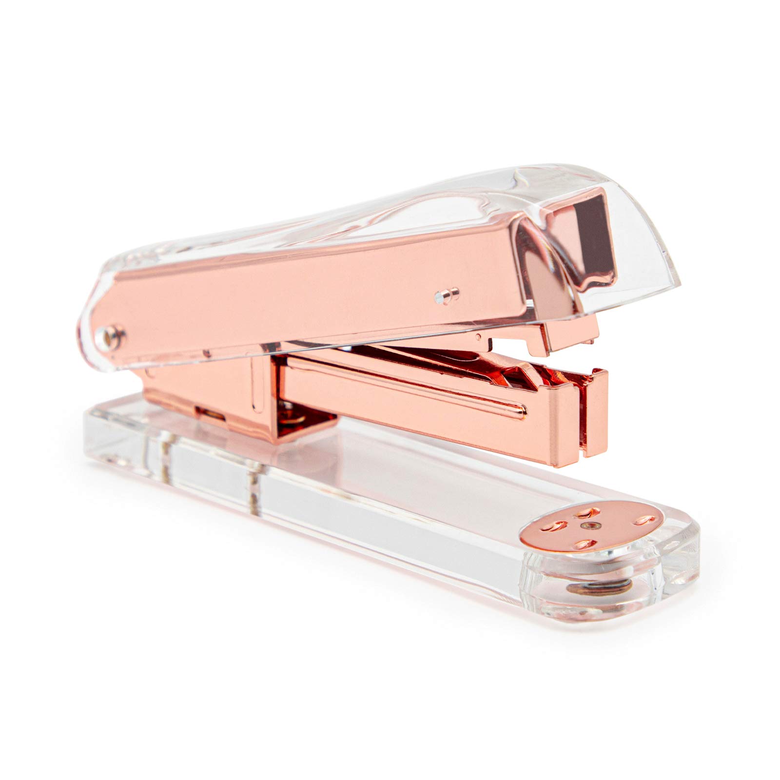 Juego de suministros de oficina de oro rosa, el paquete contiene grapadora, dispensador de cinta, removedor de grapas, tijeras, clips de carpeta, clips de papel, chinchetas y 1000 grapas. Kits