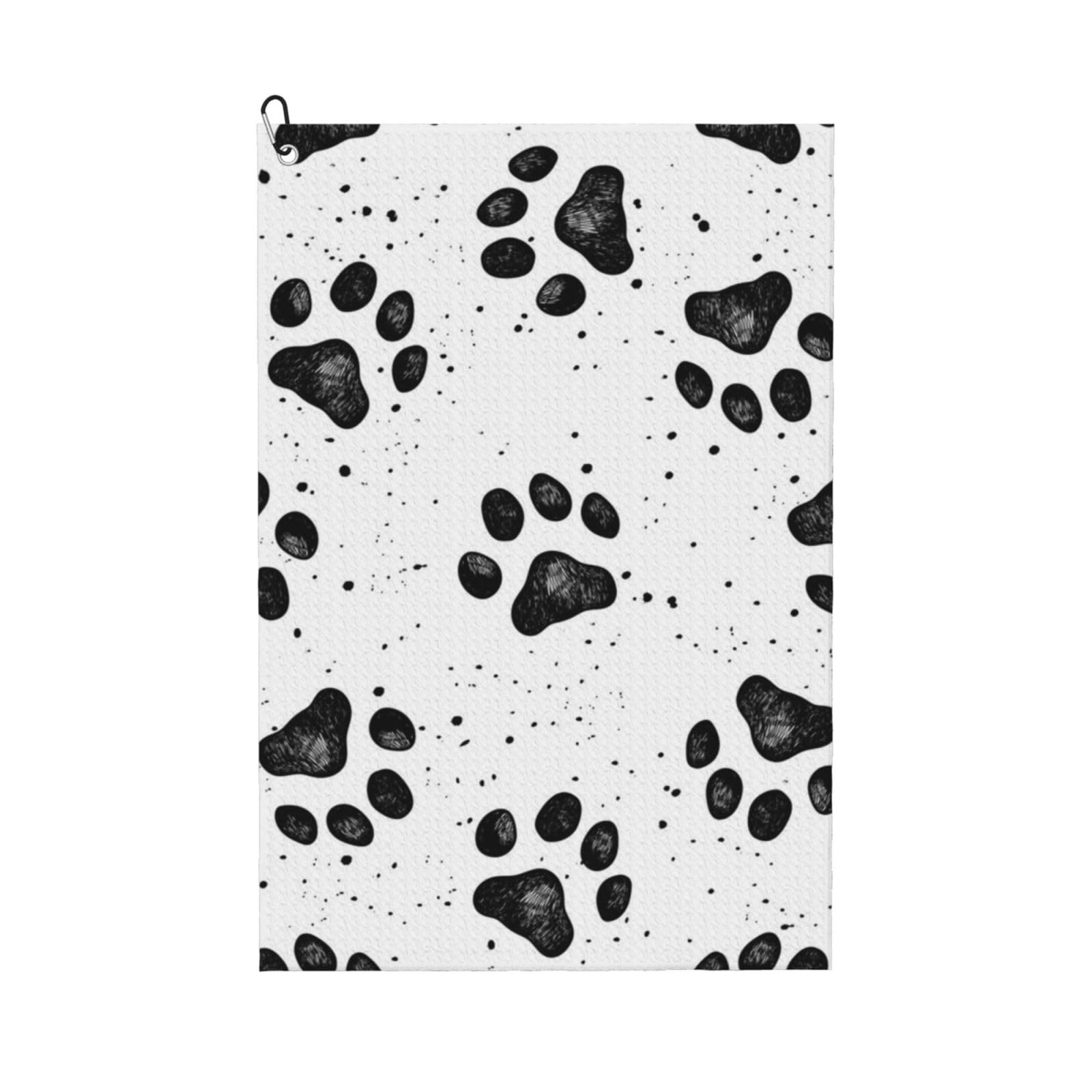 Hnnkloy Dog Paw Pattern, 16x24 in Portable Waffle Golf Towels with Carabiner Clip for Golf Bag