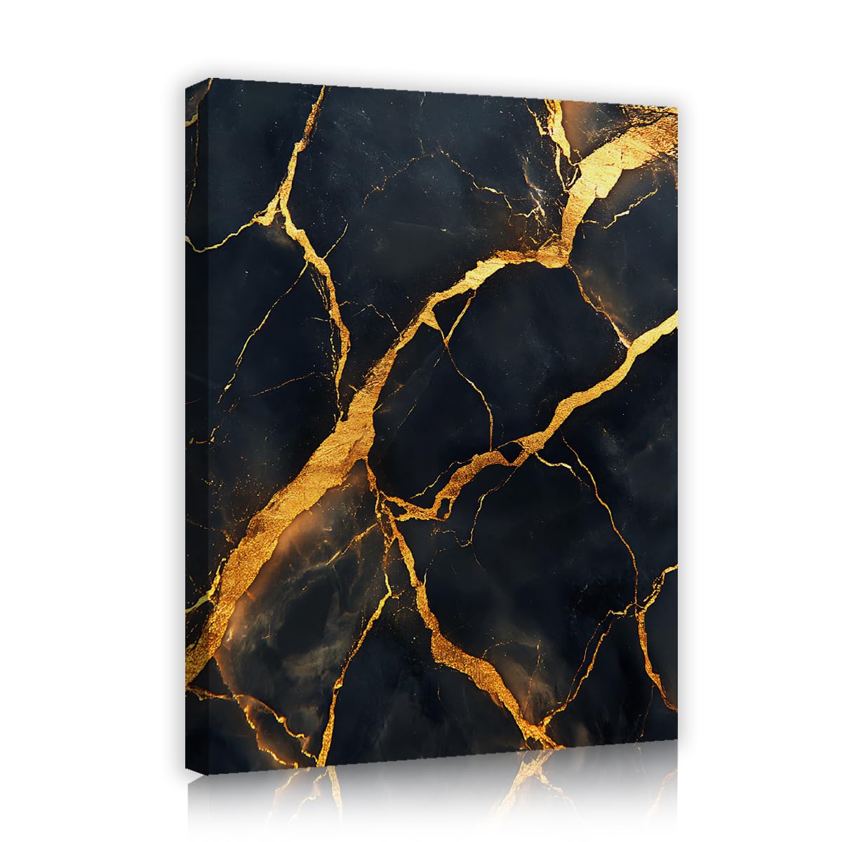 TOANGWALL Black Gold Marble Poster Dark Cracked Pattern Picture Luxury Abstract Stone Wall Art Living Room Bedroom Office Entryway Contemporary Home Decoration 85x100cm