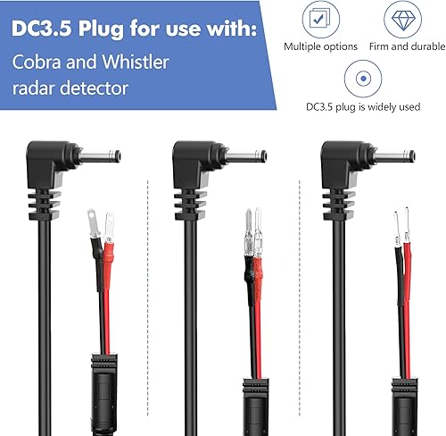 Miniatura 2 de Cable de alimentación para detector de radar, cable de enchufe para espejo retrovisor, con portafusibles en línea, adecuado para Uniden Escort