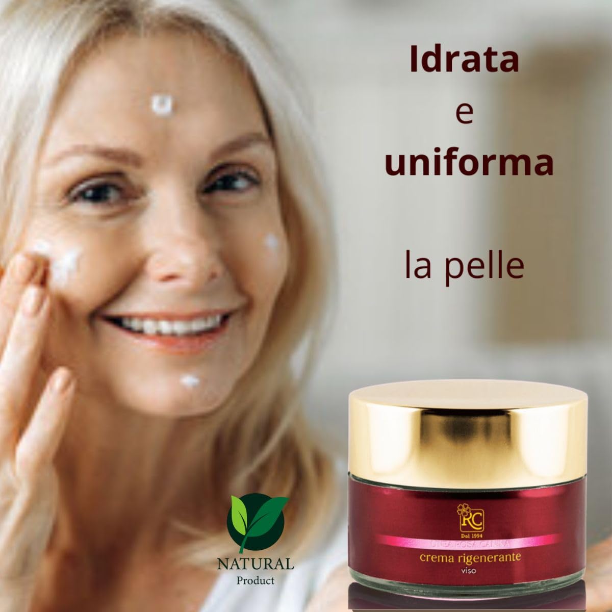 Crema Facial Regeneradora RC Antiarrugas para Pieles Maduras con Rosa Mosqueta, Retinol, Vitamina C, Ácido Hialurónico y Coenzima Q10-50 ml | Anti-Envejecimiento e Hidratante
