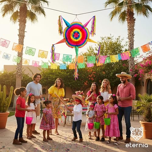Large foldable pinata 31.49" rainbow or pink made with cardboard and tissue paper perfect for mexican party birthday adults kids and traditional colorful pinatas for big celebrations (rainbow) - Image 8