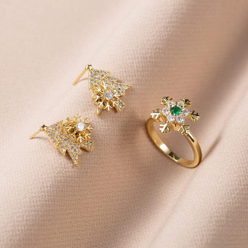 Miniatura 2 de 925 Sterling Silver Anxiety Ring Earrings Set for Women,14K Gold Spinner Ring Adjustable Fidget Rings for Anxiety Relieving Stress,Stackable Rings